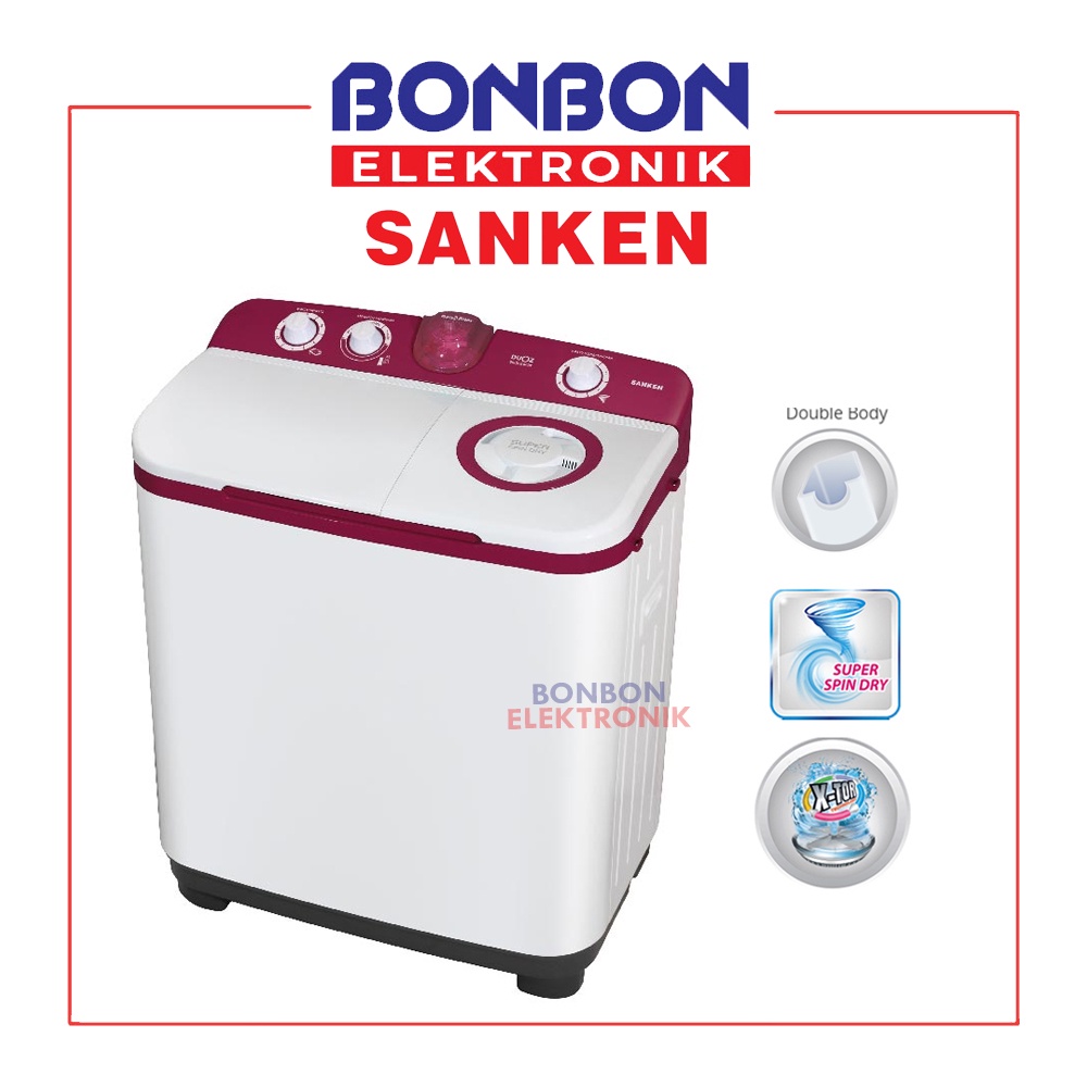 Sanken Mesin Cuci 2 Tabung 7.5KG TW-9770 / TW9770 / TW 9770 MR