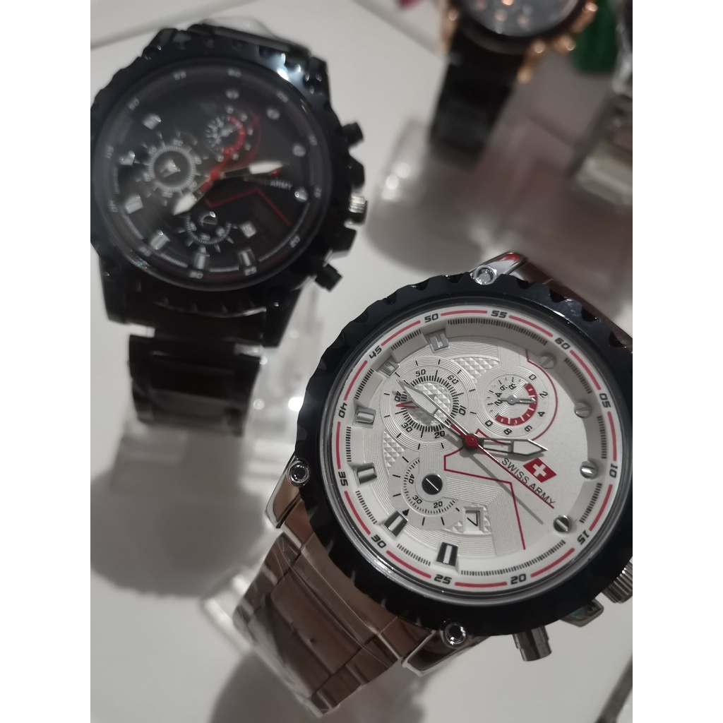 Cheaper Watches - SAM-01 JAM TANGAN PRIA ANALOG SWISS SPORT AVIATION MILITARY TANGGAL AKTIF CHRONO OFF ARMY STAINLESS