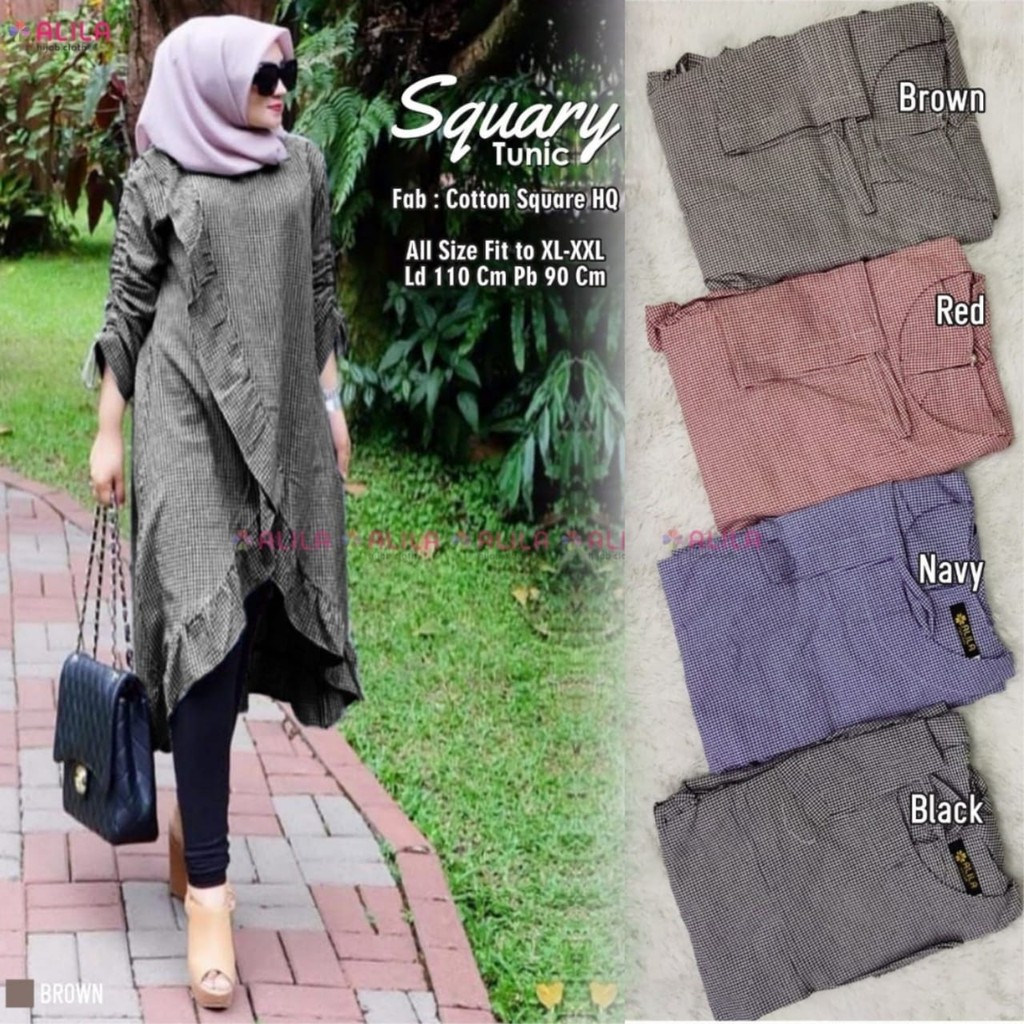 Squary Tunik Alila | Tunik Polos | Baju Atasan Tunik