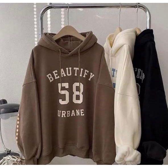 BEAUTIFY 58 URBANE SWEATER HOODIE WANITA BAHAN FLECEE