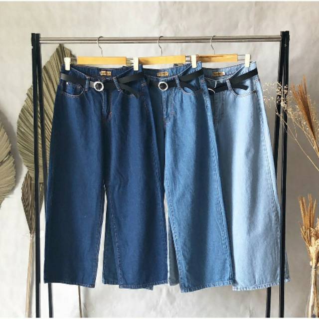 FREE BELT | (27-34) KULOT JEANS / JUMBO BIGSIZE KULOT JEANS / HW KULOT JEANS WANITA