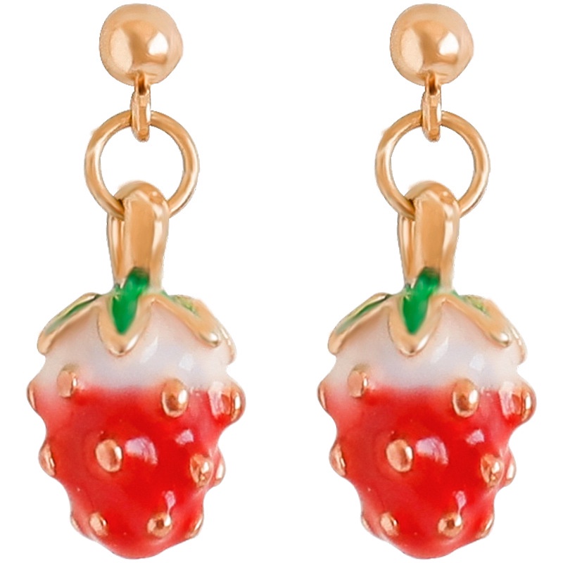 Strawberry menggantung anting-anting panjang rumbai girly temperamental anting-anting Korea internet