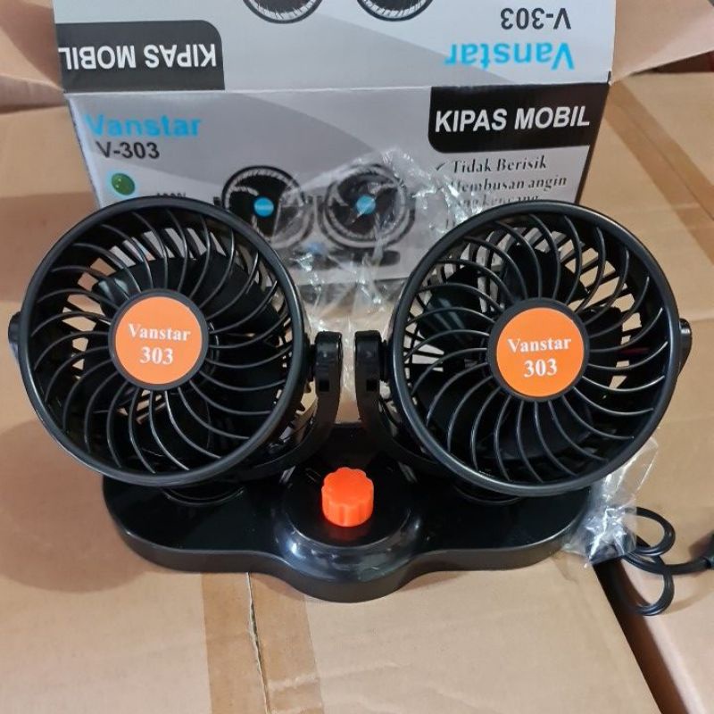 Kipas Angin Mobil 303 Double-Headed Fan Kipas Ganda - 12V