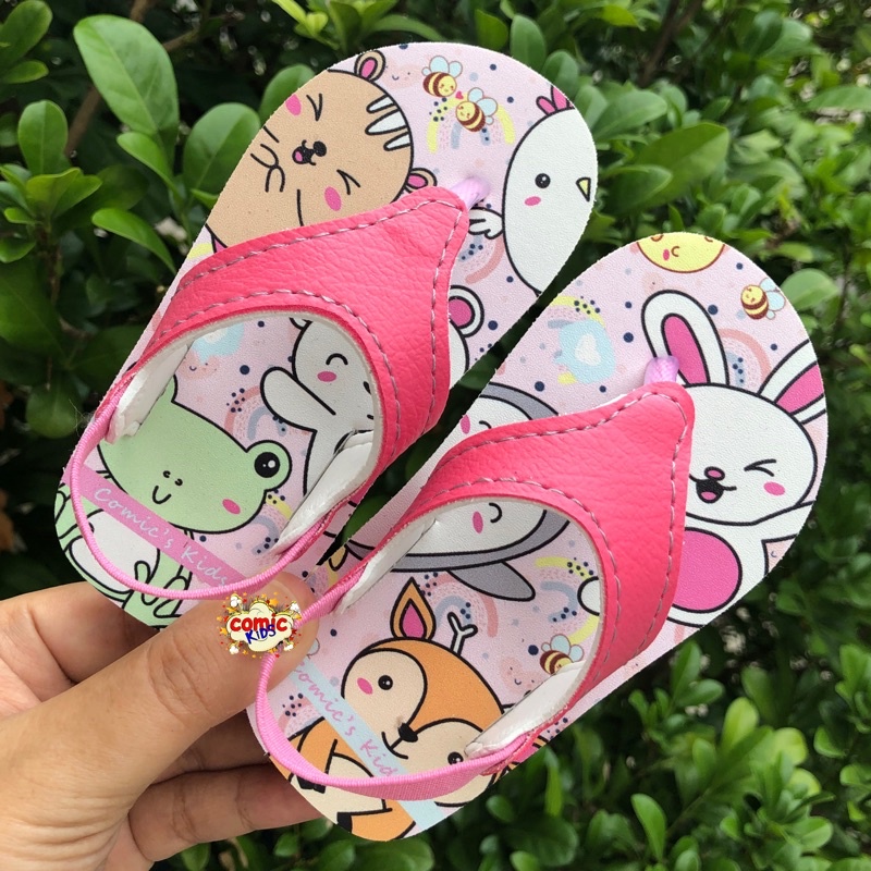 Sendal Anak Perempuan Comickids Sandal Jepit Bayi Kids Pink Slippers Flip Flop Girls Sweet Animals