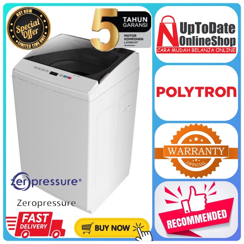 MESIN CUCI 1 TABUNG POLYTRON 7.5KG PAW7527 PAW 7527 ZERO PRESSURE TECHNOLOGY TOP LOADING