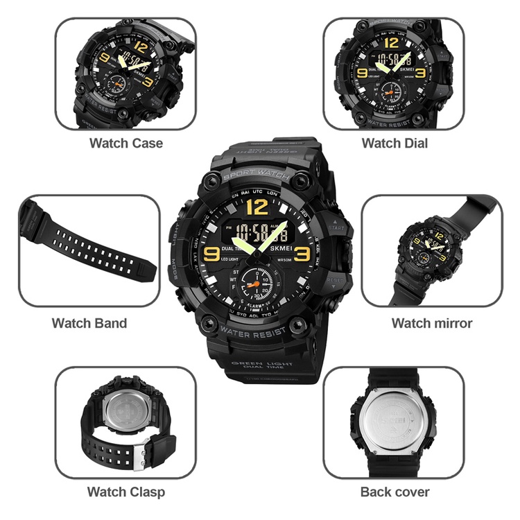 SKMEI 1965 Jam Tangan Pria Digital Analog Dual Time Sport Watch Anti Air 5 Bar WATCHKITE WKOS