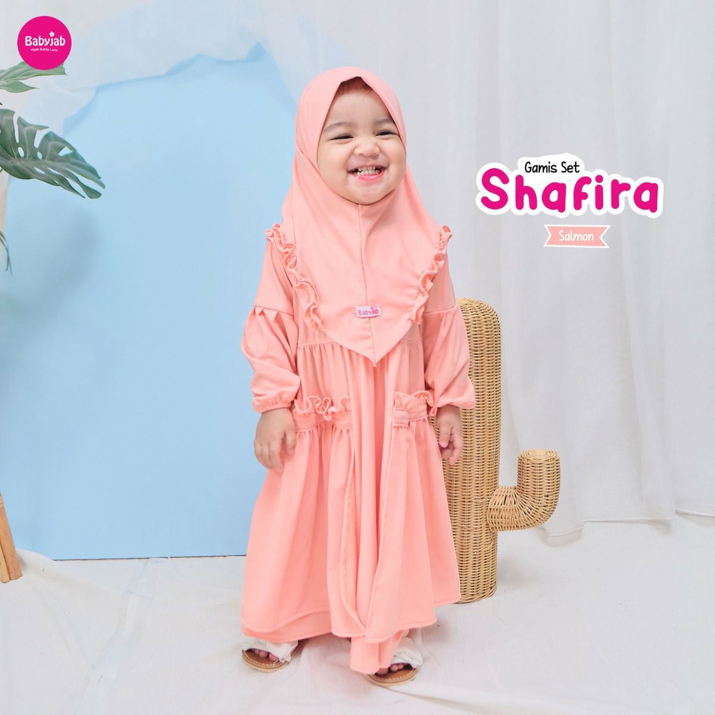 Baju Gamis Anak Terbaru Shafira Salmon Gratis Jilbab Babyjab Jersey Premium Umur 1 -6 Tahun