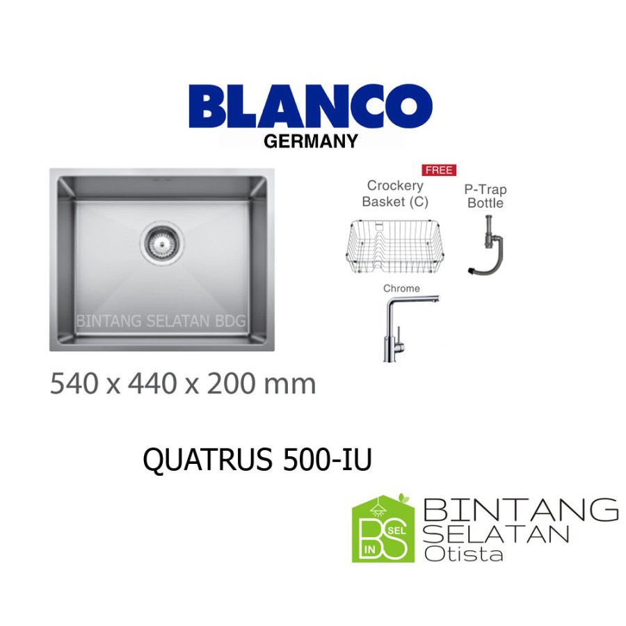 BLANCO KITCHEN SINK BAK CUCI PIRING STAINLESS STEEL QUATRUS 500 - IU