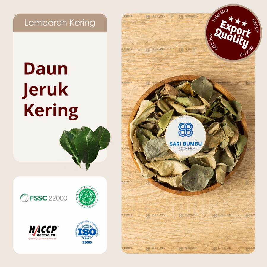 

Bumbu Utuh Daun Jeruk Kering / Citrus Leaf Dry Export Quality