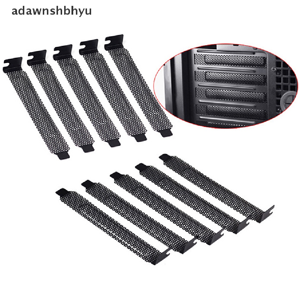 Adawnshbhyu 10Pcs Hitam Baru Penutup slot PCI filter Debu blanking plate Baja Keras