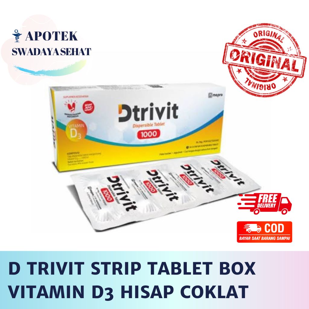 D TRIVIT Vitamin D3 1000 IU - Tablet Hisap D-Trivit Rasa Coklat Dtrivit