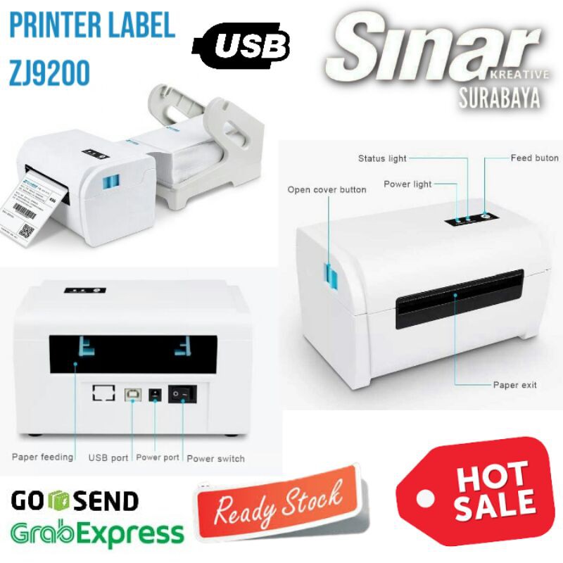 PRINTER LABEL RESI THERMAL STICKER 110mm / A6 Zjiang ZJ-9200 - USB