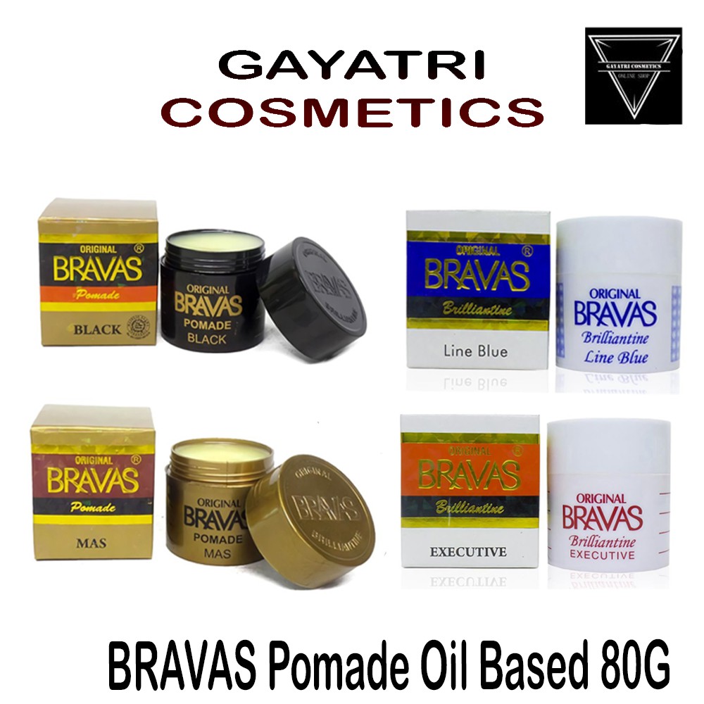 Bravas Pomade Original 80gr/Pomade Bravas Brilliantine black/Executive/Mas/Line Blue 80gr