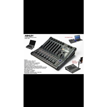 MIXER AUDIO ASHLEY LM6,6 CHANNEL USB BLUETOOTH SOUNDCARD ORIGINAL