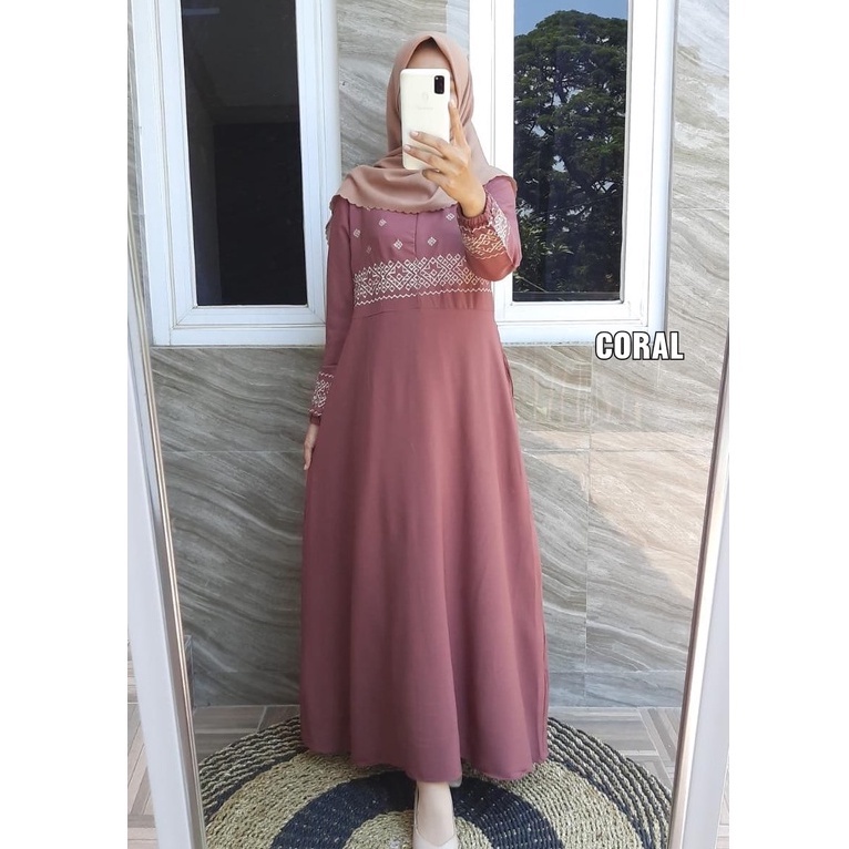 GAMIS ITY CREPE BORDIR DRESS BROKAT TERBARU