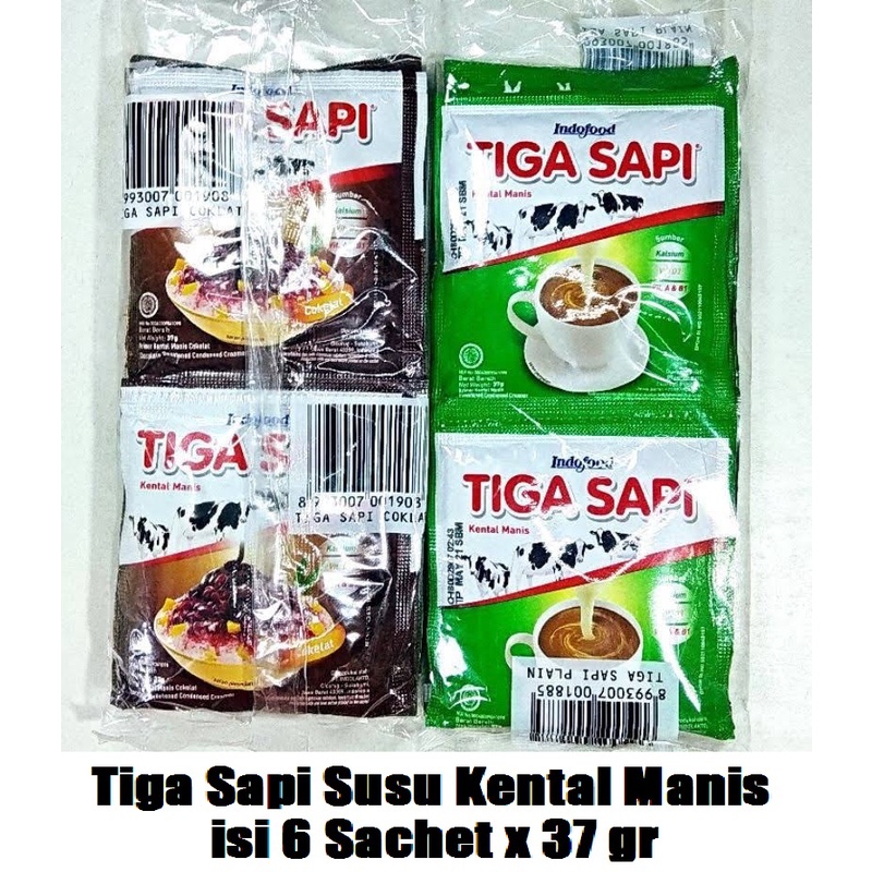 Jual Tiga Sapi Susu Kental Manis isi 6 Sachet x 37 gr All Varian #IDF