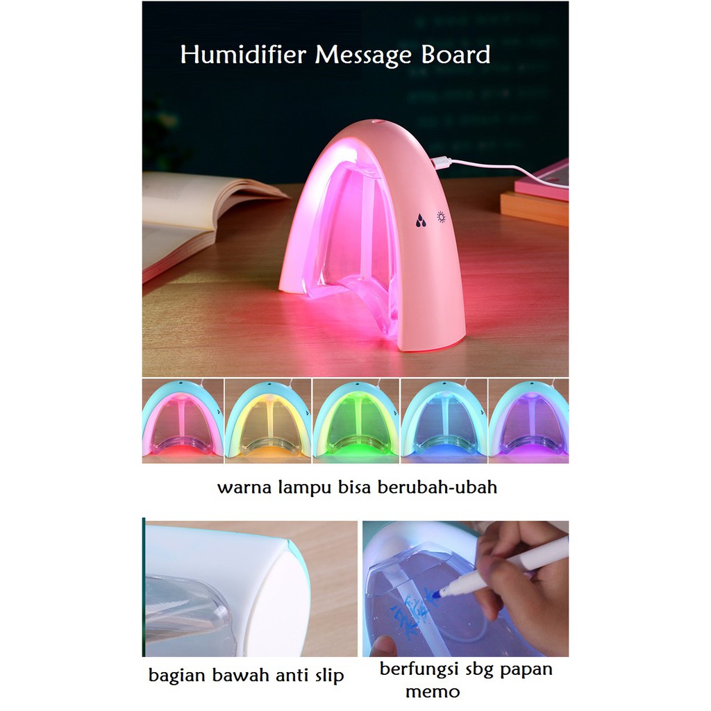 Humidifier Message Board Hp013 Diffuser Air Purifier Nightlight Papan tulis memo lampu tidur