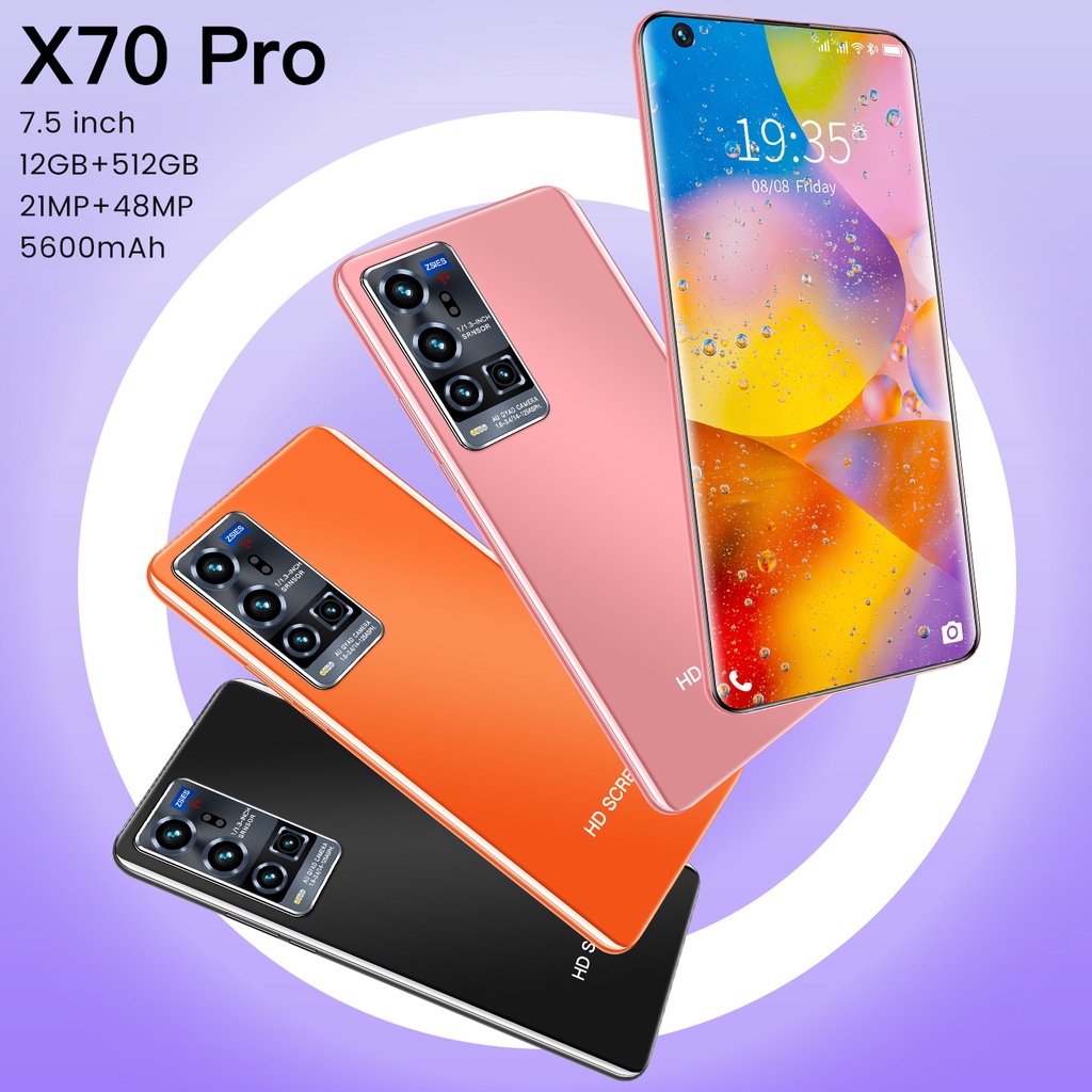 Handphone X70 Pro 5G/4G 7.5 inch [12/512] RAM 12GB ROM 512GB - Real-Time Extreme Night Vision, Ultra-Sensing Gimbal Camera