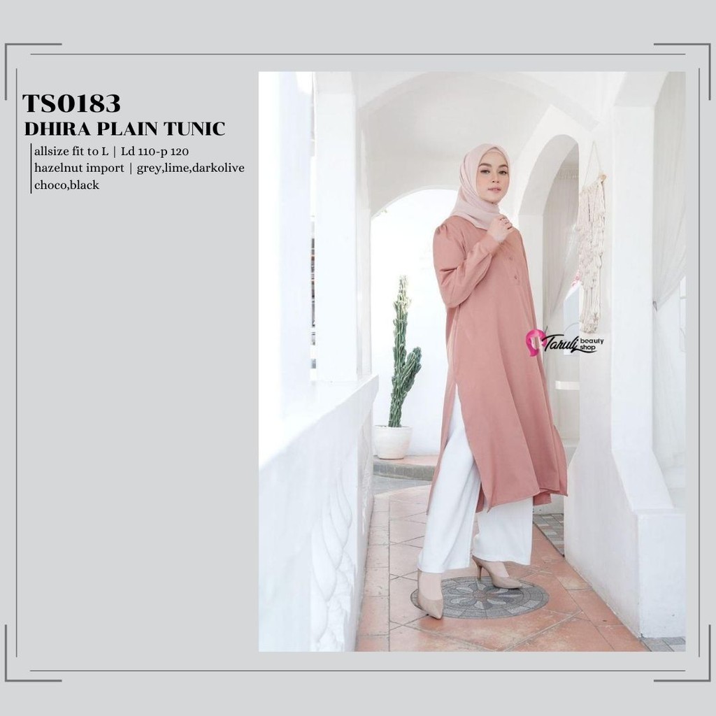 BAJU WANITA PREMIUM /DHIRA PLAIN TUNIC/ BASIC TUNIC PREMIUM / HAZELNUT PREMIUM IMPORT TS0183