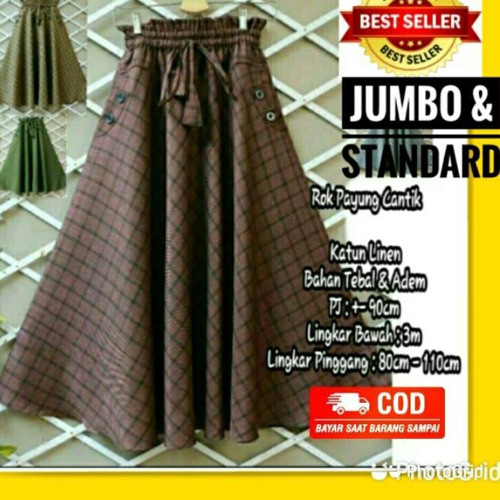 Menarik ROK PAYUNG KOTAK/MAXI SKIRT/ROK PAYUNG PANJANG/KLOK LEBAR