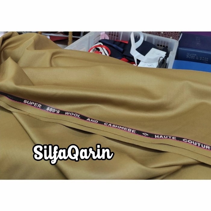 TERMURAH- Kain Semi Wool Seragam Pns/Pdl ~ Bahan Seragam Pemda/Pdl - Khaki Muda