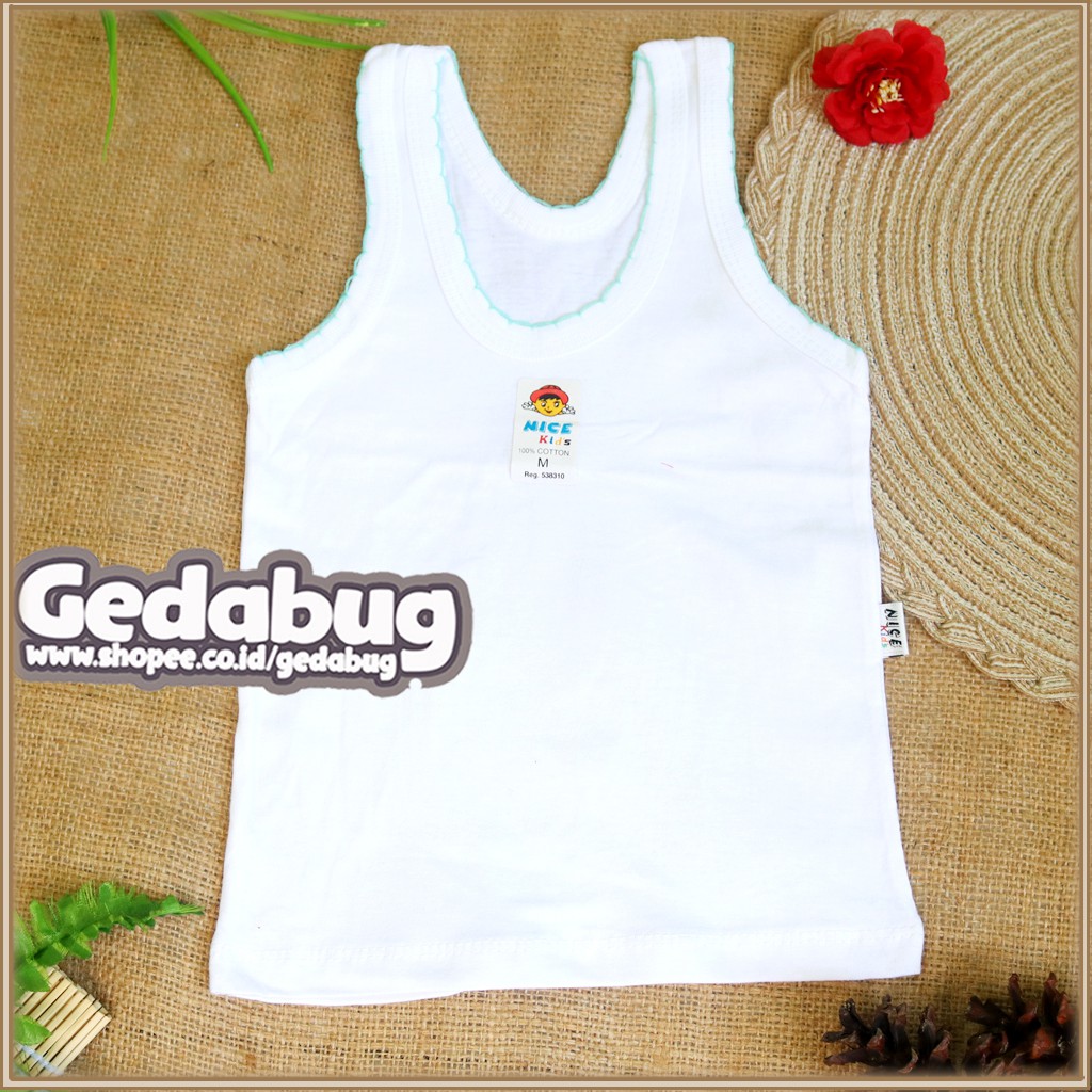 Singlet Anak NICE Kids | Kaos dalem Polos warna dasar Putih | Gedabug