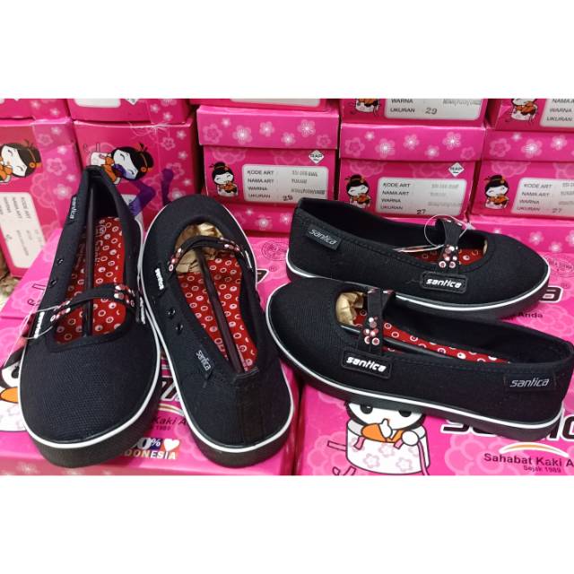 Sepatu anak SANTICA JOLIN HITAM MERAH  kecil dan tanggung