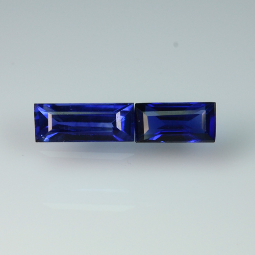 Pair Baguette 0.84ct Tcw. Heat Only Natural Royal Blue Sapphire Ceylon SH193