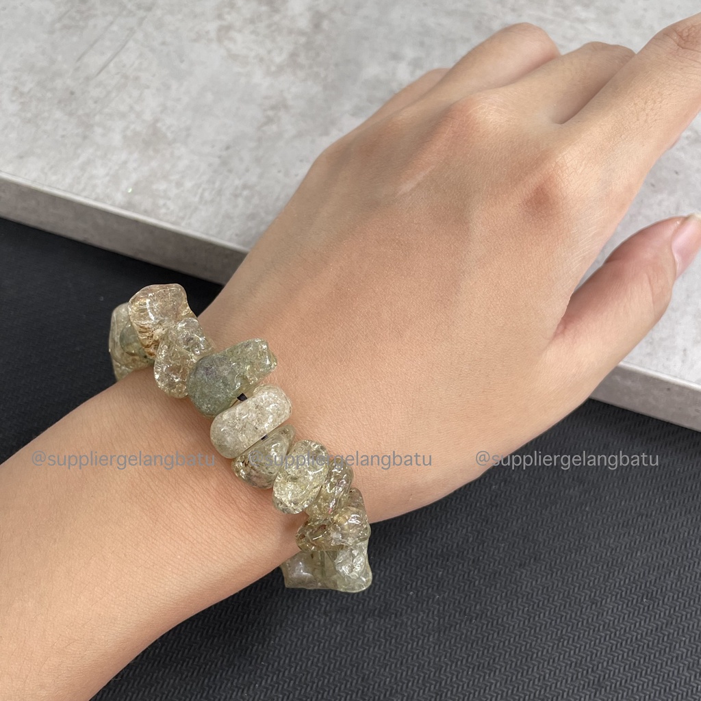 Gelang Kerikil Citrine Kuning 2CM Etnik Natural Batu Alam Asli