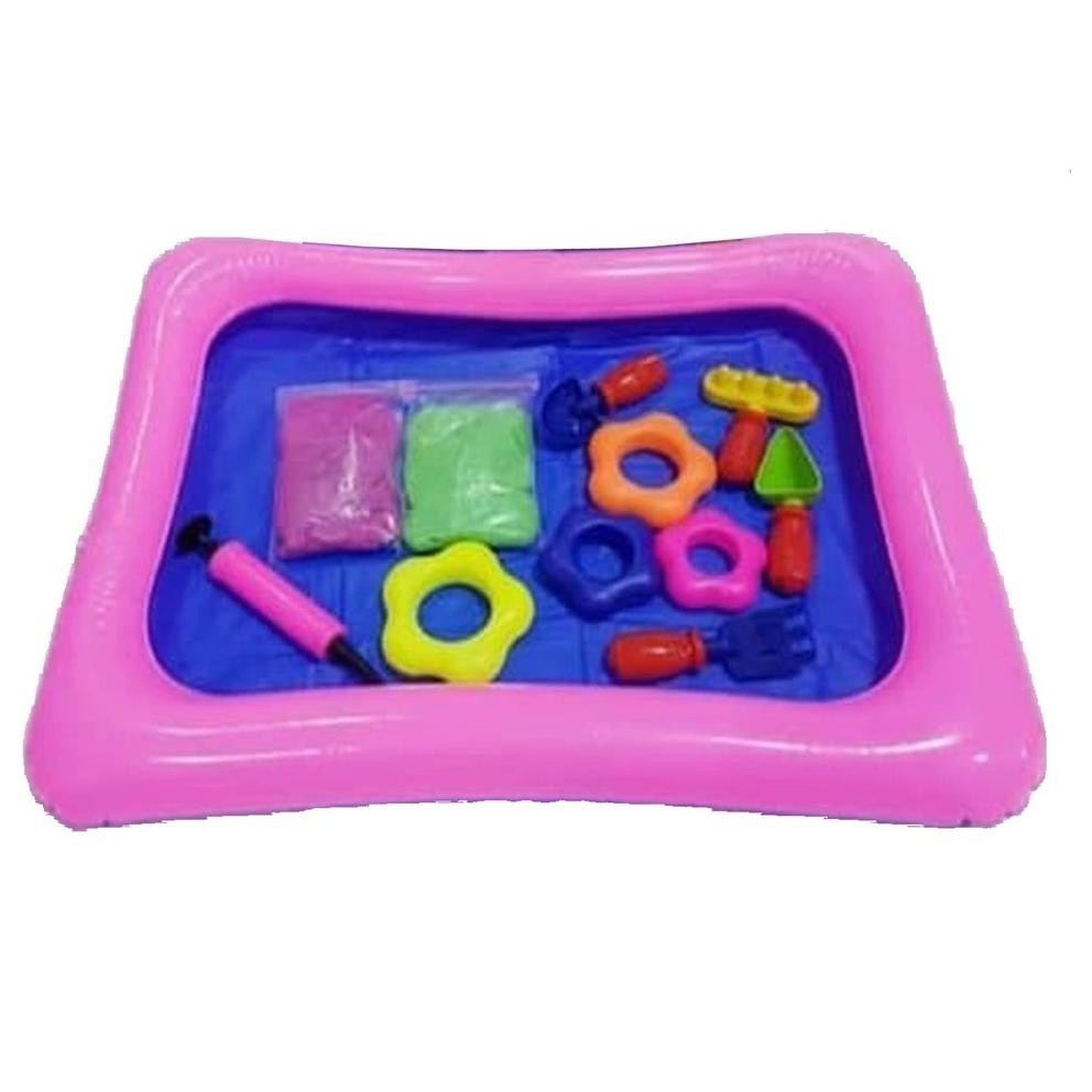 Mainan anak pasir ajaib elastic sand slime plus nampan tatakan edukasi -  A072