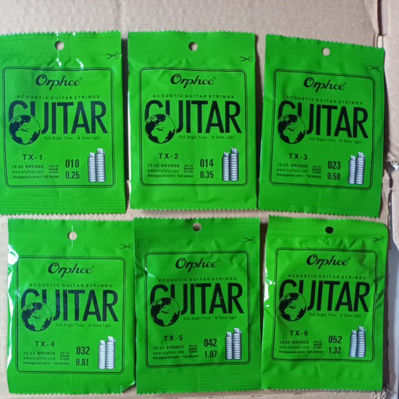 Senar gitar orphee satuan ukuran 010, 123456