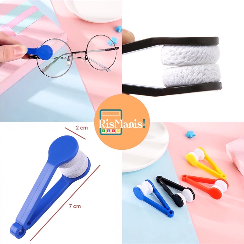 MICROFIBER EYEGLASS CLEANER - Pembersih Kacamata Sikat Ajaib Penjepit 2 Sisi Lensa Jernih Anti Baret