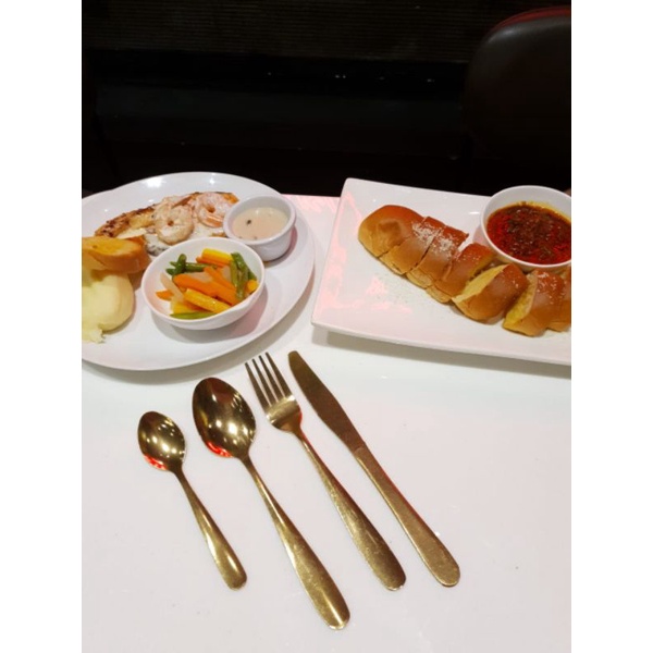 Laristerus79 Sendok teh garpu pisau steak selai makan hotel gold premium steinless stell isi 6 set