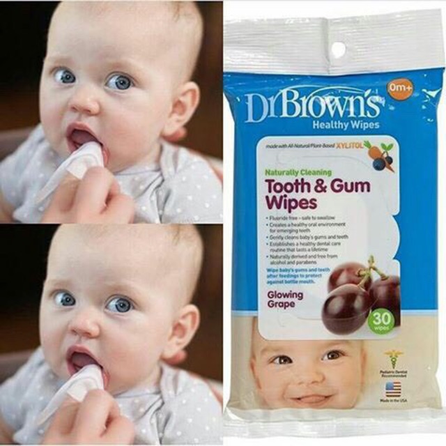Dr Brown's Tooth &amp; Gum Wipes 0m+ 30Wipes