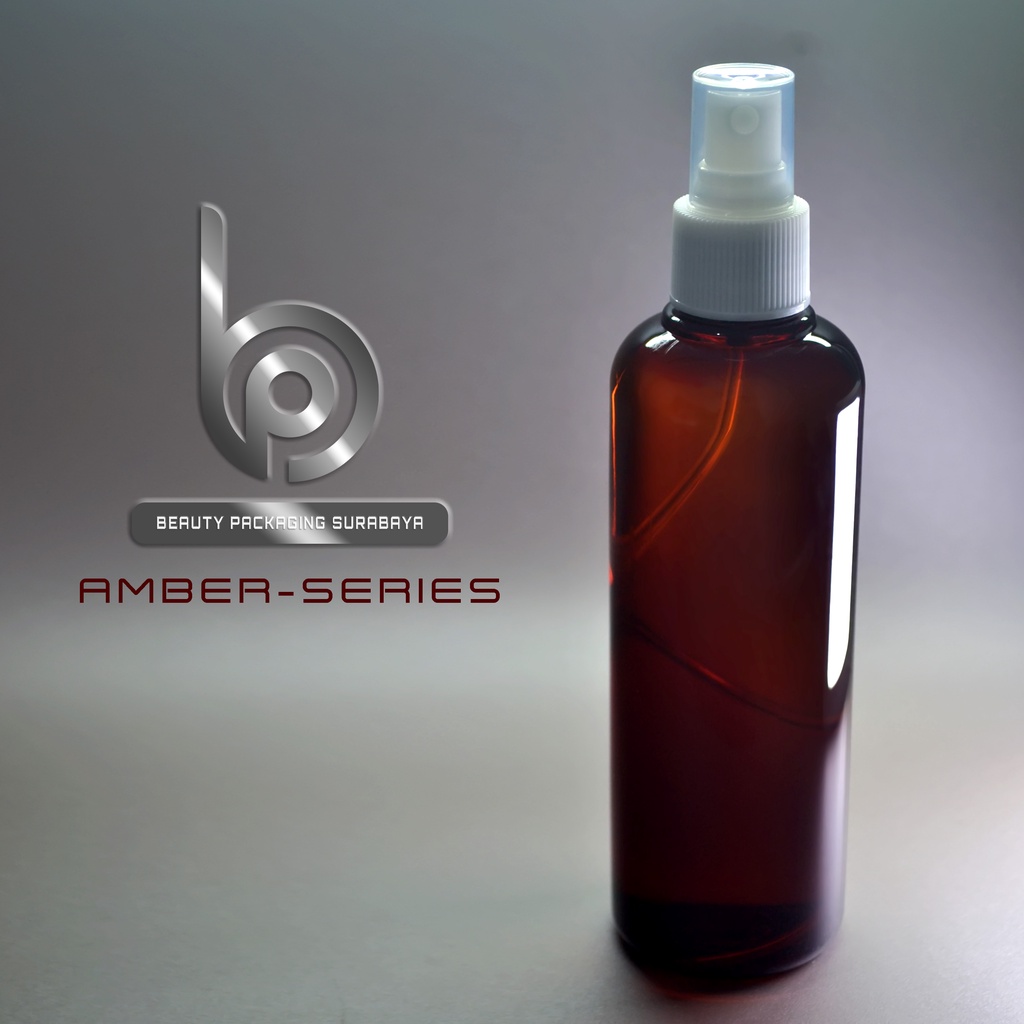 Botol Plastik PET 250ml BR Coklat Amber Tutup Spray