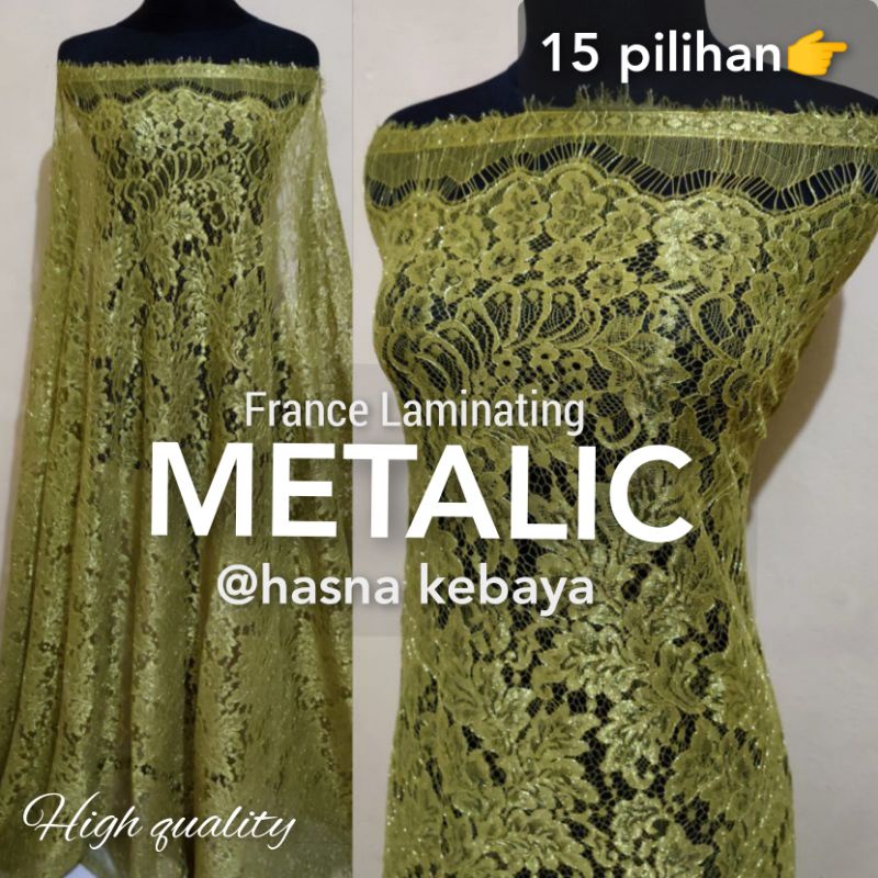 Bahan Kebaya Brokat Semi Prancis Metalik