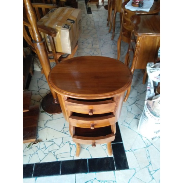 nakas oval meja kecil meja sudut dari kayu jati(oval)