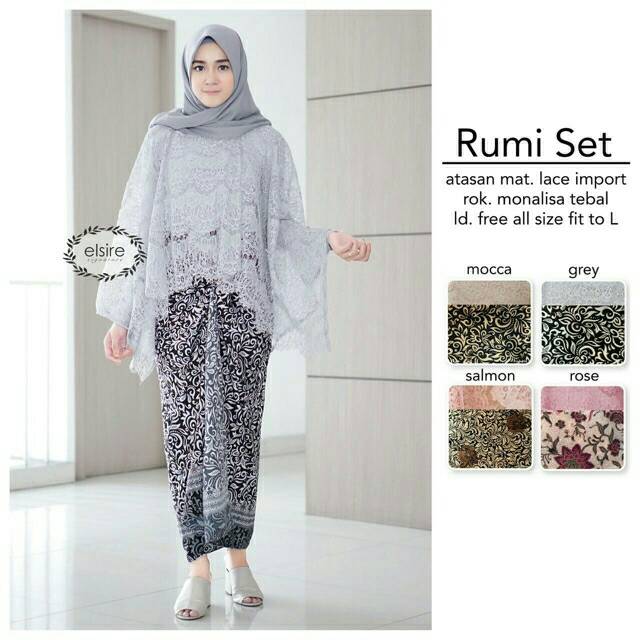 KEBAYA RUMI SET BROKAT GREY