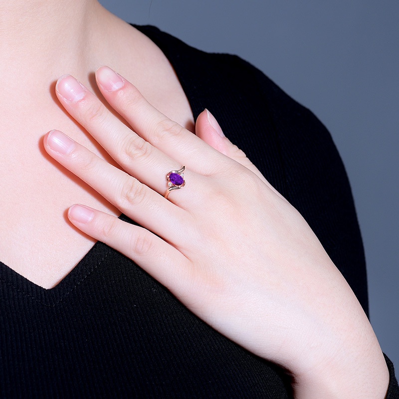 Simple Fashion Trend Amethyst Rose Gold Ring