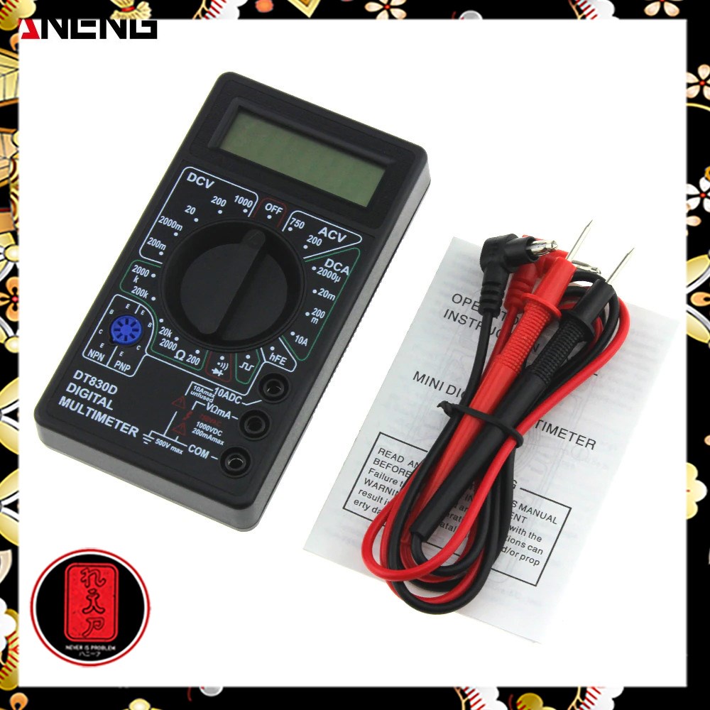 Digital Multimeter Voltage Tester - DT-830D - Black