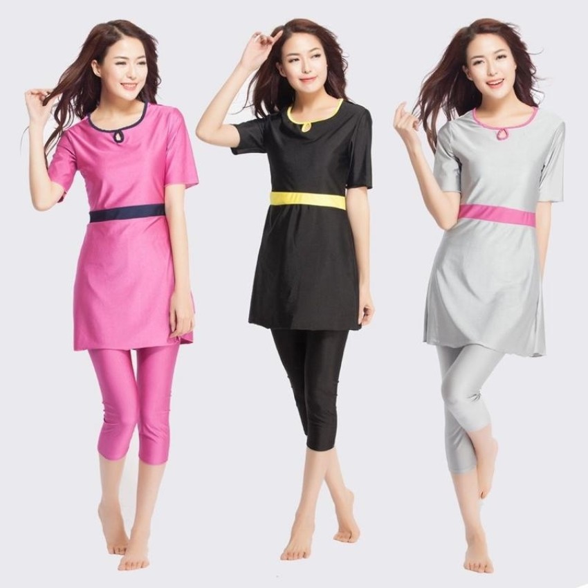 Ocean Wanita Baru Fashion Muslim Swimwear Conservative Swimming Suit  Rose  Intl