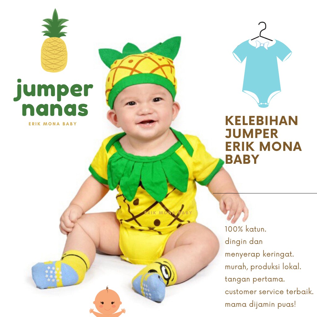 jumper bayi nanas / pineapple baby romper