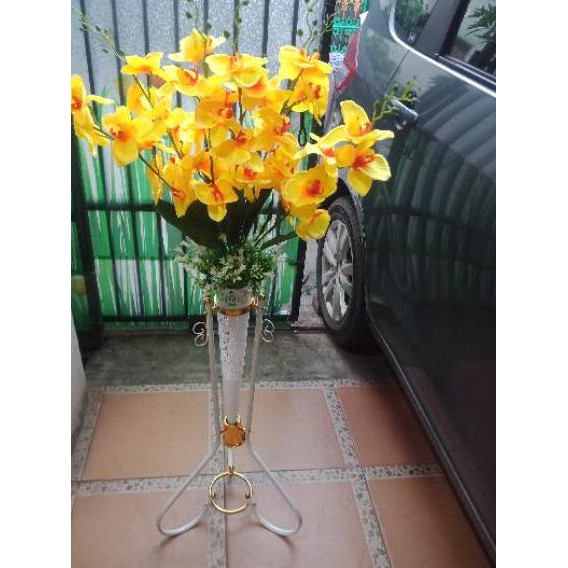 ☟ Artificial bunga anggrek bunga sudut ruangan + pot standing besi ◘