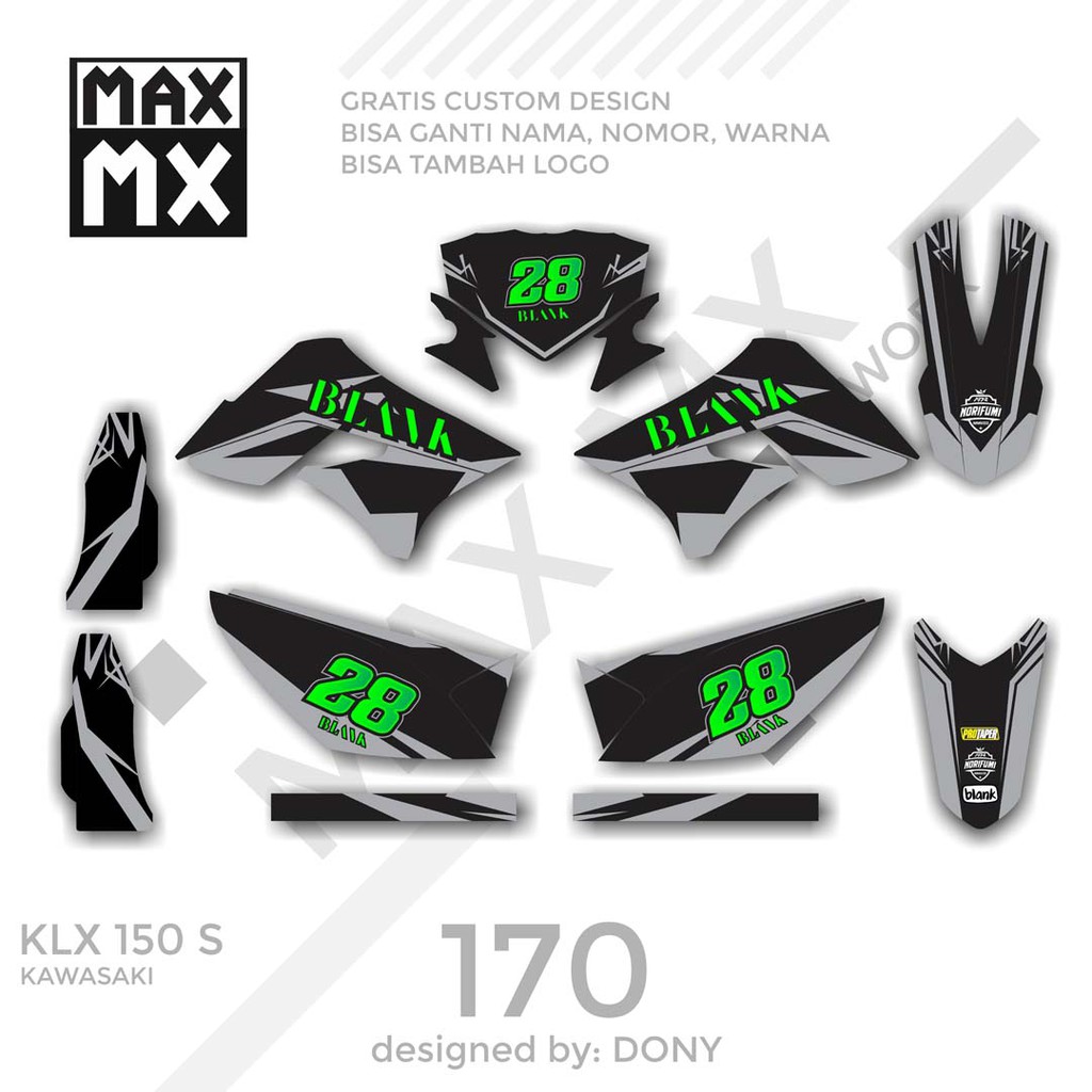 MX-01170 decal klx 150 hitam grey  minimalis