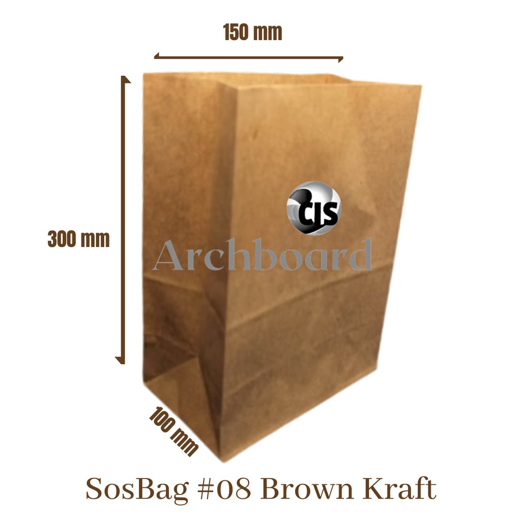 

Paper Bag Coklat #08 - Brown Kraft Kantong Kertas Roti - 100 pcs