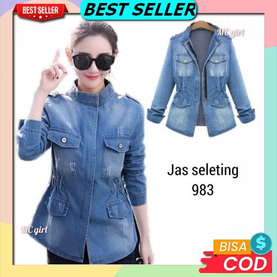 Jaket Jins Korean Style Cardigan Wanita Jacket Jeans Over Size Jaket Jin Crop Oversize Cewek Kekinia