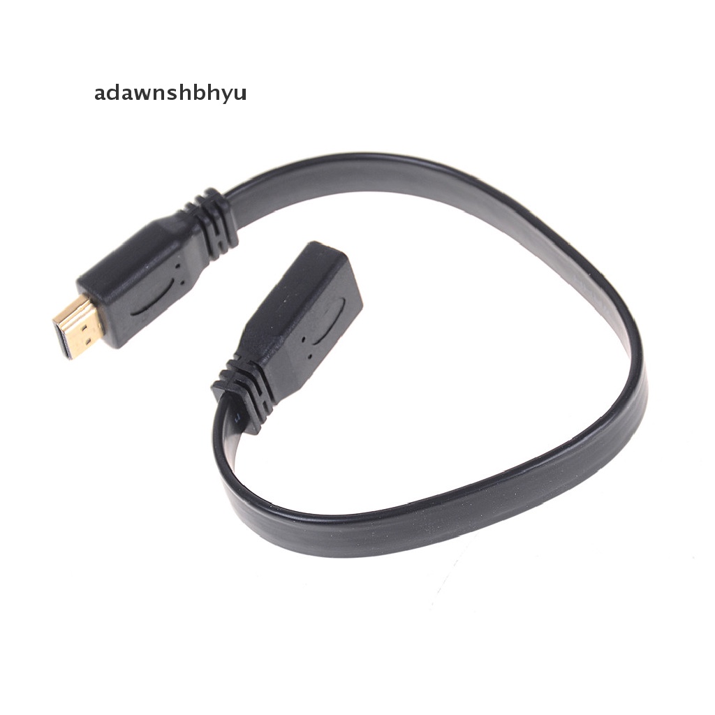 Adawnshbhyu 30cm Pendek Flat HDMI Extension Lead Gold Female Socket Ke Kabel Colokan Male