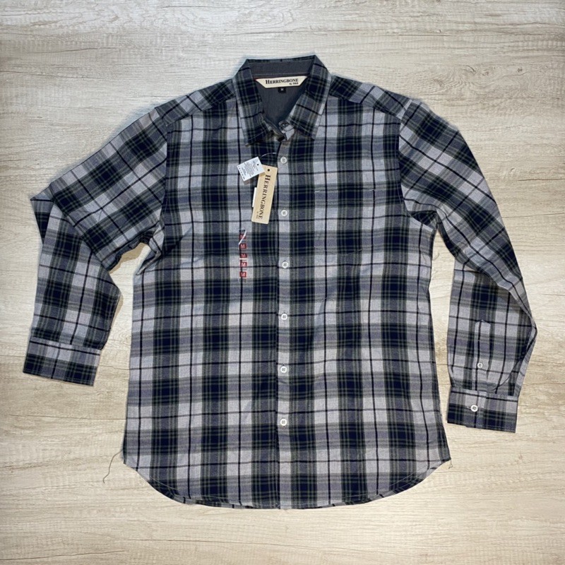 HERRINGBONE BY H&R KEMEJA DEWASA CASUAL / BASIC PRIA MOTIF KOTAK TIMELESS / LENGAN PANJANG FLANEL