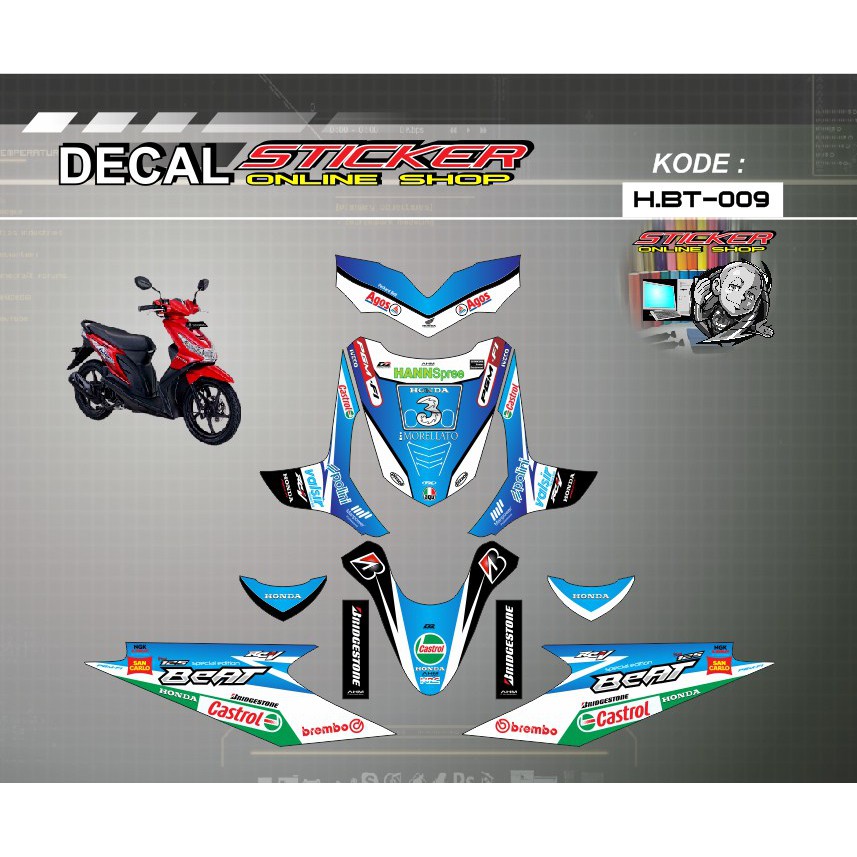 STIKER MOTOR HONDA BEAT KARBU DECALPRINT FULL BODY VARIASI RACING KEREN