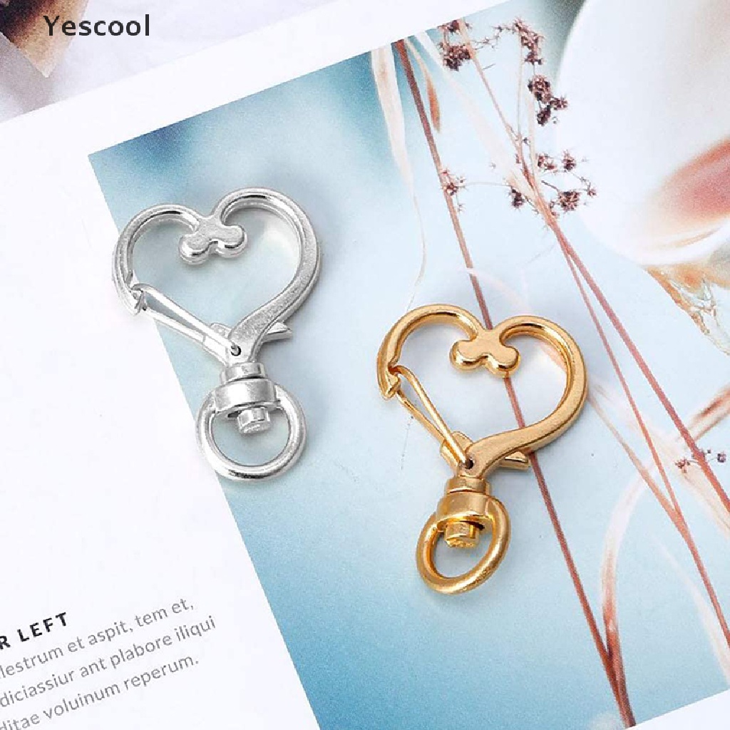 Yescool 10pcs Gantungan Kunci Bentuk Hati Desain Hollow DIY